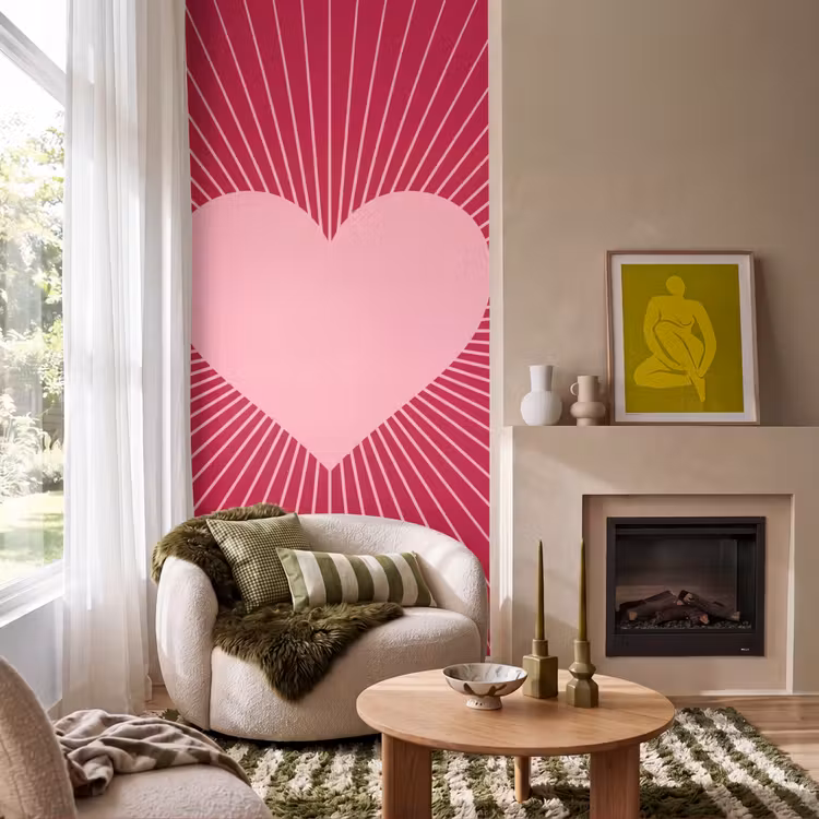 Tapete - Herz – Strahlen – Liebe – Abstrakt – Rosa — 1