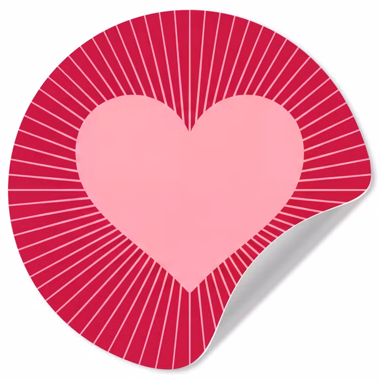 Runde Tapete - Herz – Strahlen – Liebe – Abstrakt – Rosa — 1
