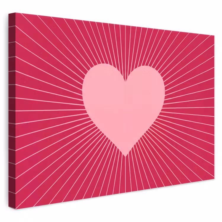Leinwandbild - Herz – Strahlen – Liebe – Abstrakt – Rosa — 1