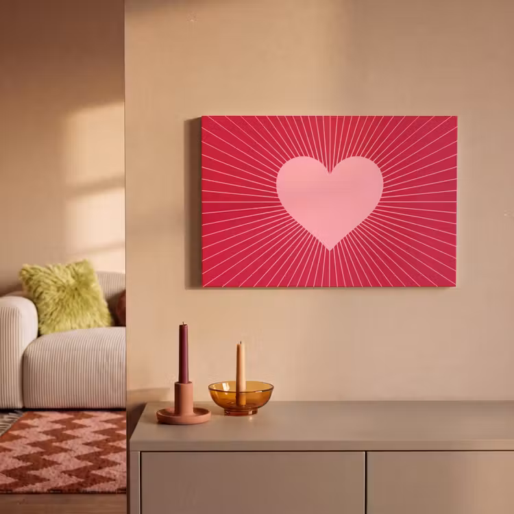 Leinwandbild - Herz – Strahlen – Liebe – Abstrakt – Rosa — 2