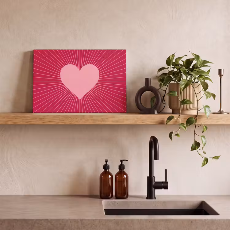 Leinwandbild - Herz – Strahlen – Liebe – Abstrakt – Rosa — 3