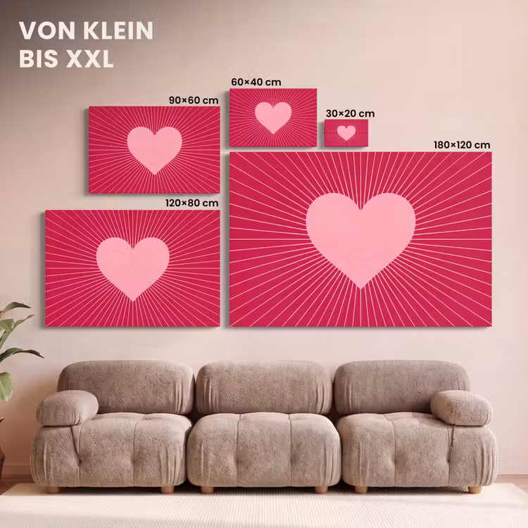 Leinwandbild - Herz – Strahlen – Liebe – Abstrakt – Rosa — 6