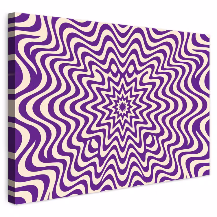 Leinwandbild - Zusammenfassung – Wellen – Optisch – Modern – Lila — 1
