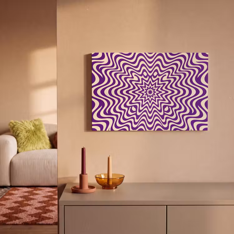 Leinwandbild - Zusammenfassung – Wellen – Optisch – Modern – Lila — 2