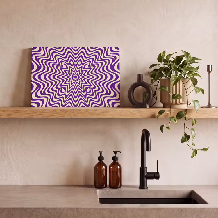 Leinwandbild - Zusammenfassung – Wellen – Optisch – Modern – Lila — 3