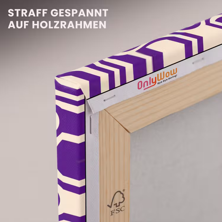 Leinwandbild - Zusammenfassung – Wellen – Optisch – Modern – Lila — 5