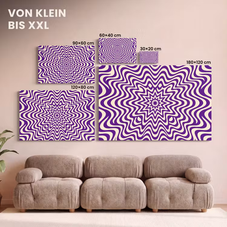 Leinwandbild - Zusammenfassung – Wellen – Optisch – Modern – Lila — 6