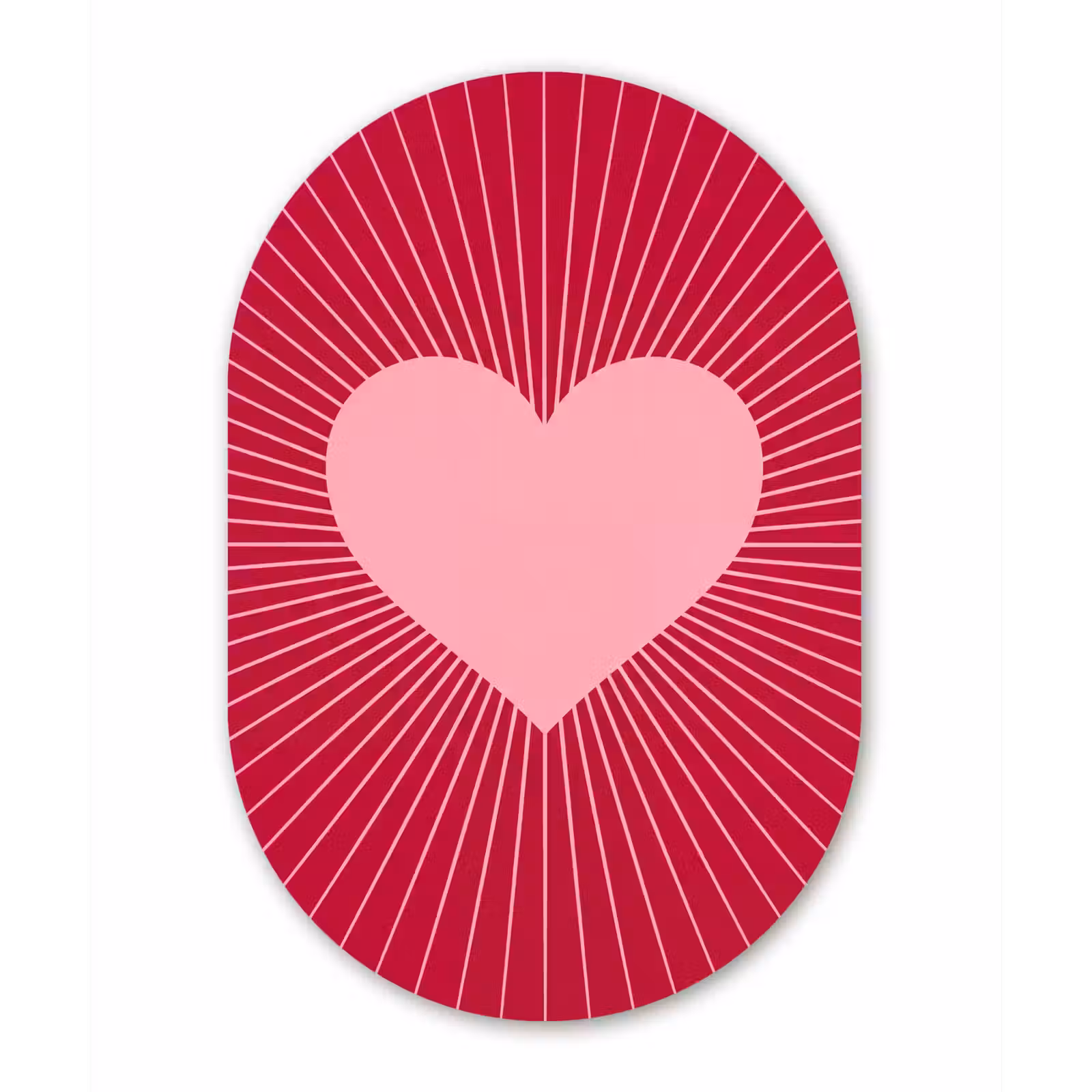 Glasbild Oval - Herz – Strahlen – Liebe – Abstrakt – Rosa — 1