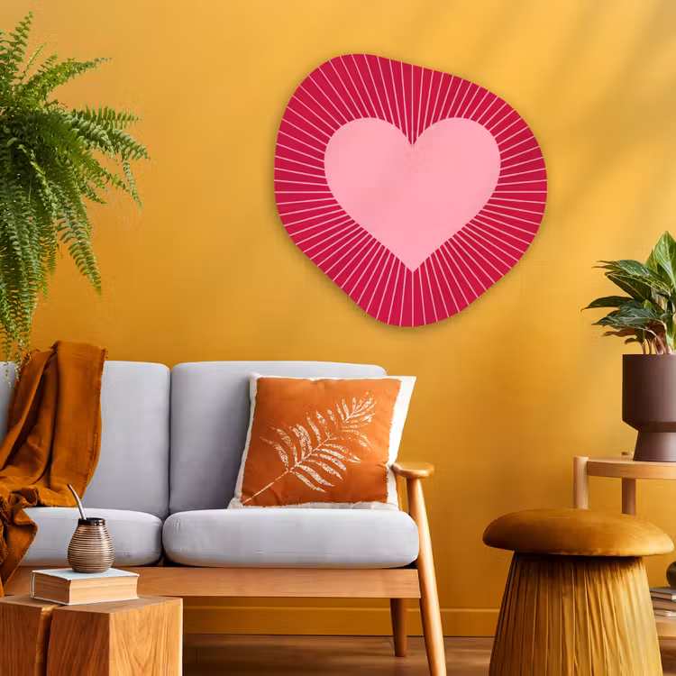 Glasbild Organische Form - Herz – Strahlen – Liebe – Abstrakt – Rosa — 3