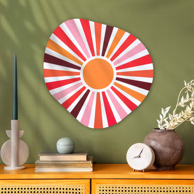 Glasbild Organische Form - Sonne – Strahlen – Abstrakt – Farbenfroh — 2