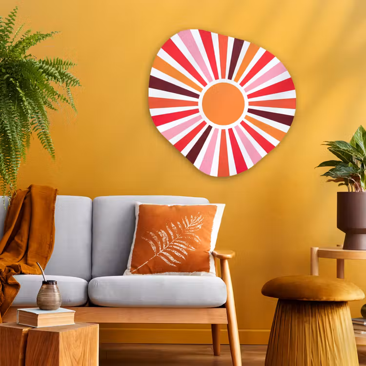Glasbild Organische Form - Sonne – Strahlen – Abstrakt – Farbenfroh — 3