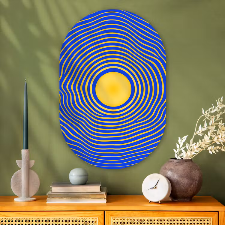 Glasbild Oval - Abstraktes Muster – Blau — 2