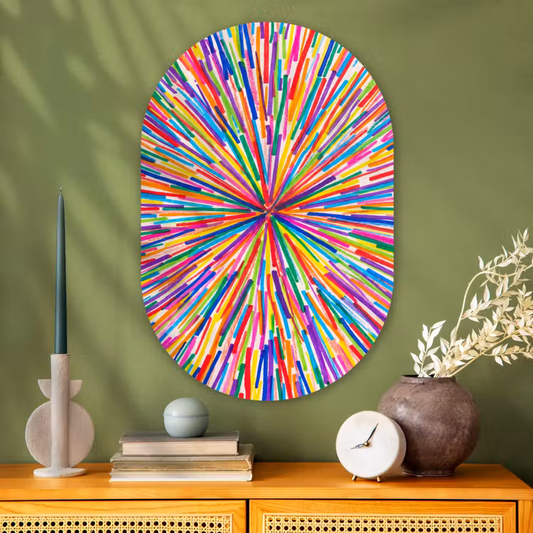 Glasbild Oval - Linien – Bunt – Abstrakt — 2