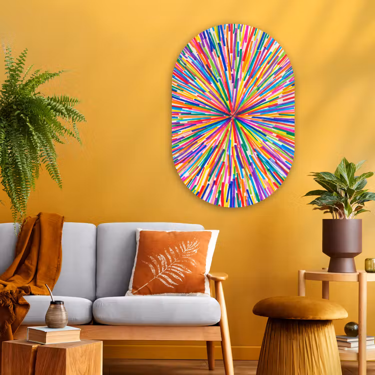 Glasbild Oval - Linien – Bunt – Abstrakt — 3