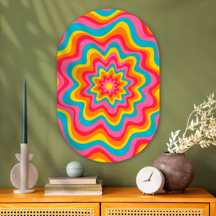 Glasbild Oval - Muster – Gewellt – Bunt — 2