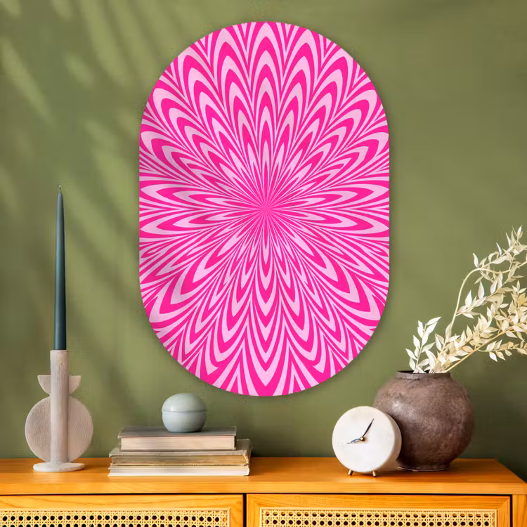 Glasbild Oval - Muster – Optisch – Rosa — 2