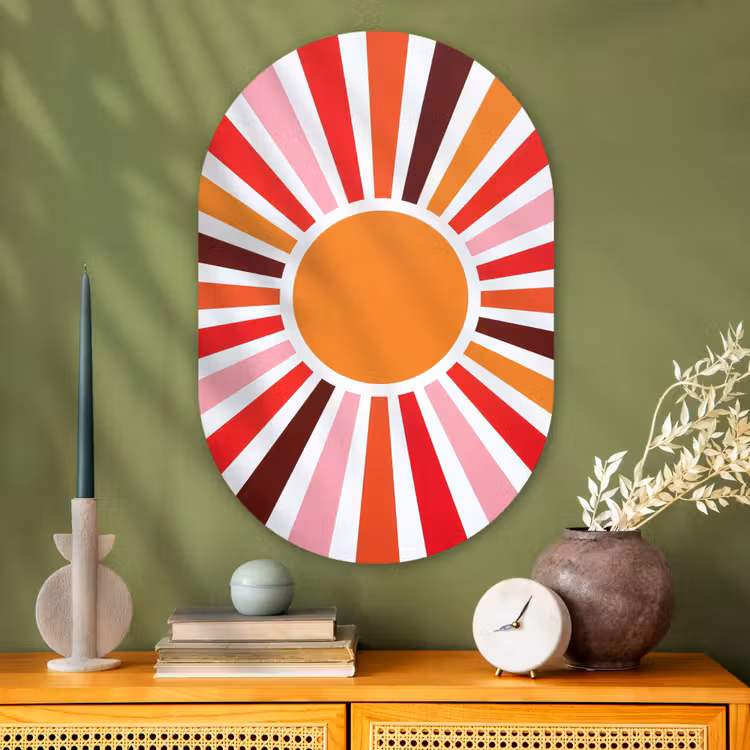 Glasbild Oval - Sonne – Strahlen – Abstrakt – Farbenfroh — 2