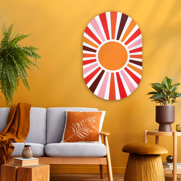 Glasbild Oval - Sonne – Strahlen – Abstrakt – Farbenfroh — 3