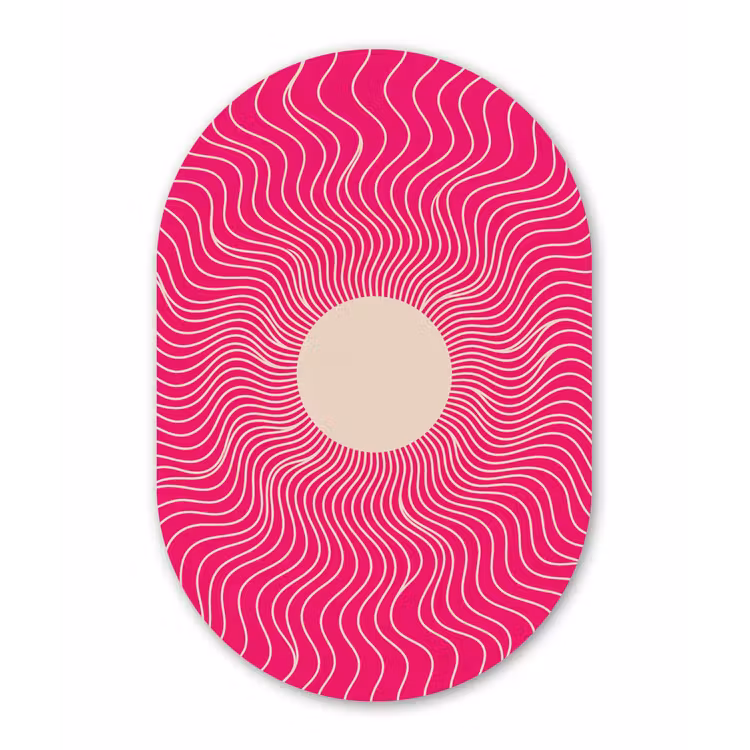 Glasbild Oval - Zusammenfassung – Muster – Rosa — 1