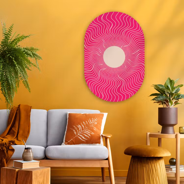 Glasbild Oval - Zusammenfassung – Muster – Rosa — 3