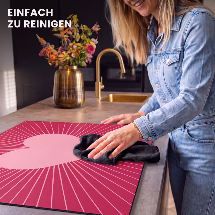 Herdabdeckplatte - Herz – Strahlen – Liebe – Abstrakt – Rosa — 6