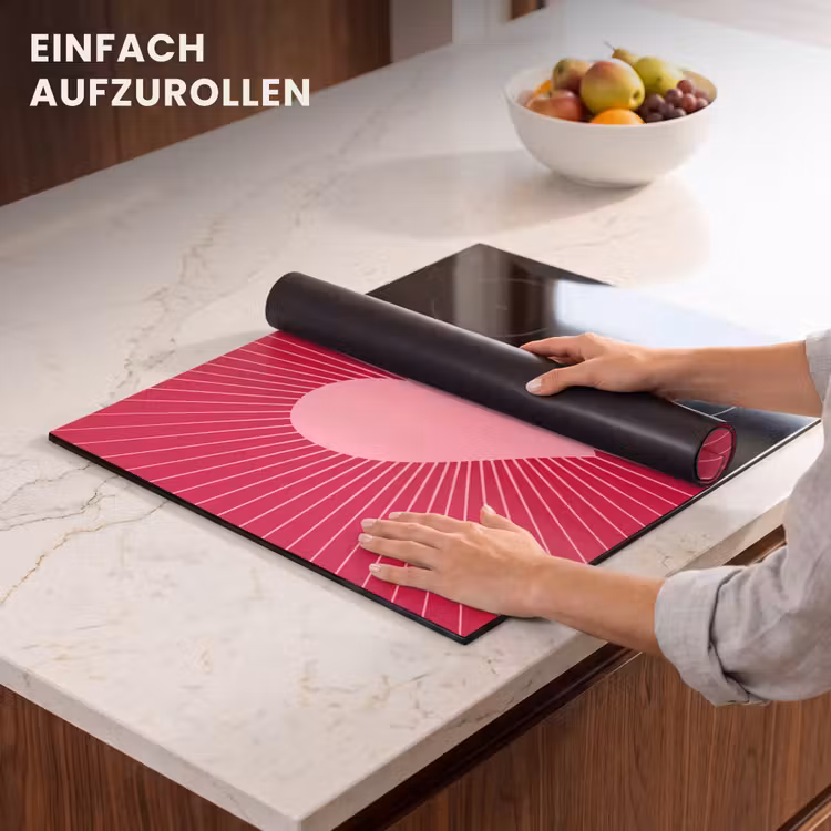 Herdabdeckplatte - Herz – Strahlen – Liebe – Abstrakt – Rosa — 7