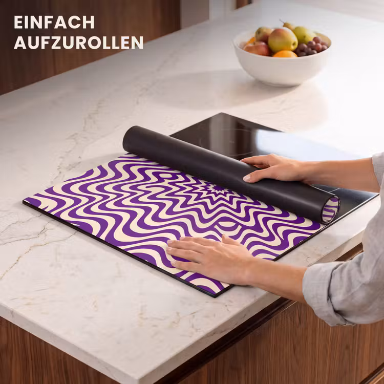 Herdabdeckplatte - Zusammenfassung – Wellen – Optisch – Modern – Lila — 7