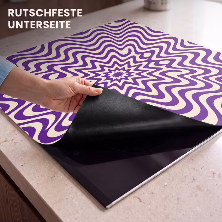 Herdabdeckplatte - Zusammenfassung – Wellen – Optisch – Modern – Lila — 9