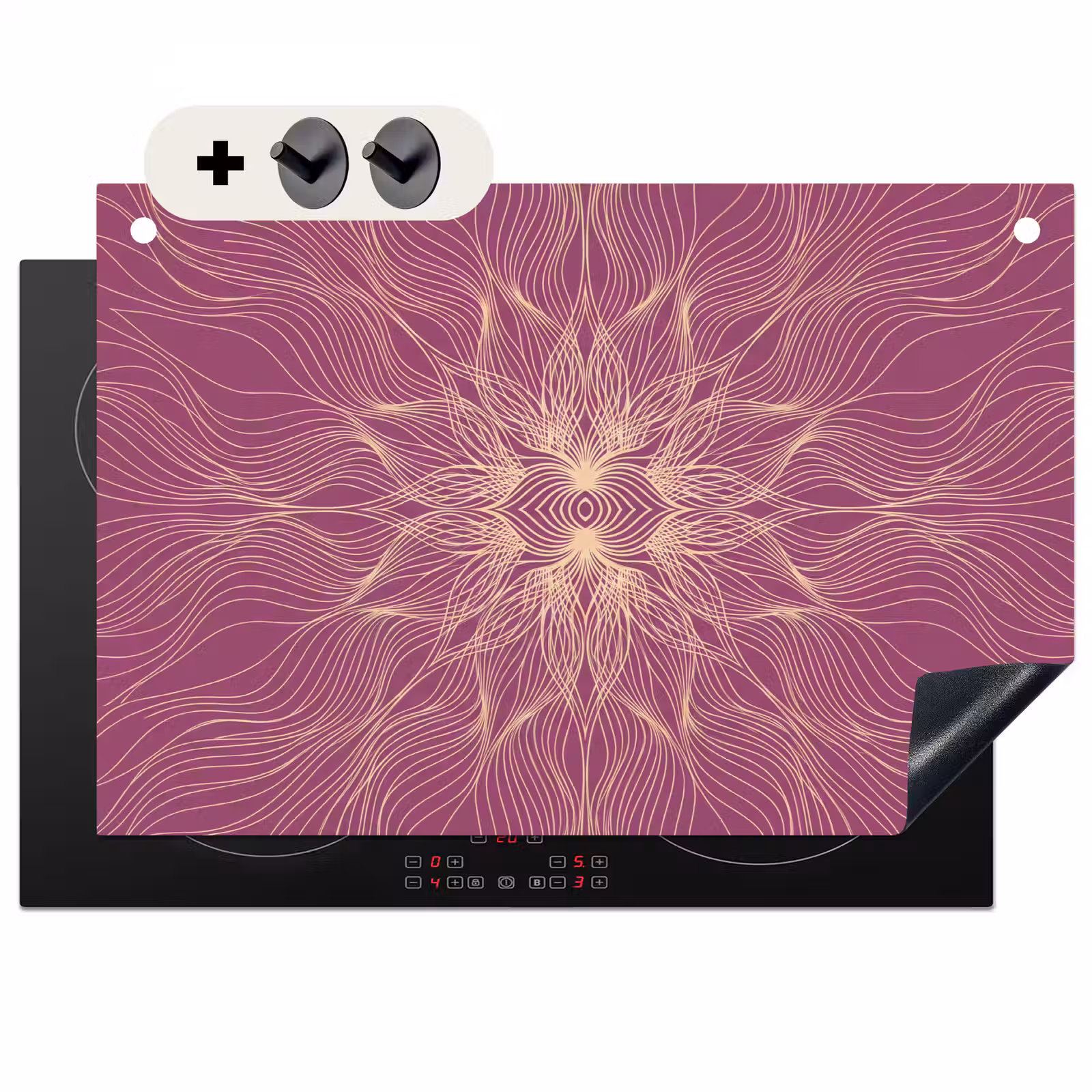 2-in-1 Herdabdeckplatte & Spritzschutz - Linien – Muster – Abstrakt — 1
