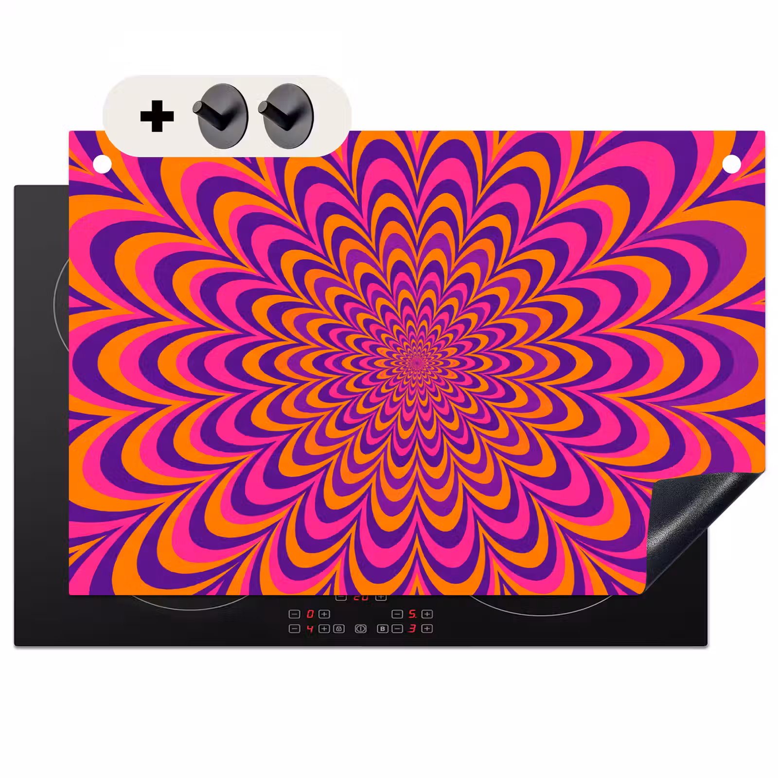 2-in-1 Herdabdeckplatte & Spritzschutz - Muster – Optisch – Bunt — 1