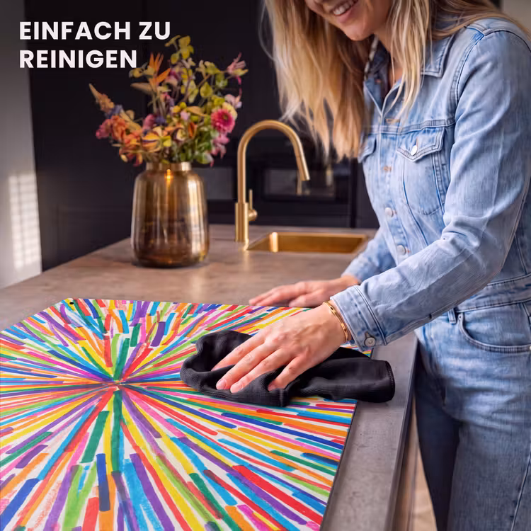 2-in-1 Herdabdeckplatte & Spritzschutz - Linien – Bunt – Abstrakt — 5
