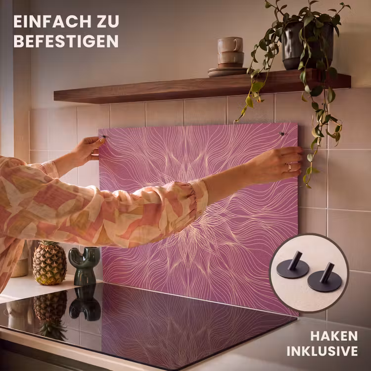 2-in-1 Herdabdeckplatte & Spritzschutz - Linien – Muster – Abstrakt — 7