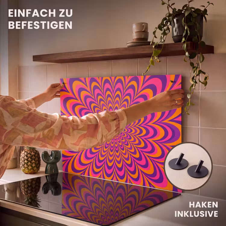2-in-1 Herdabdeckplatte & Spritzschutz - Muster – Optisch – Bunt — 7