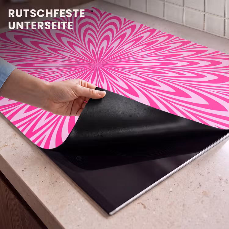 2-in-1 Herdabdeckplatte & Spritzschutz - Muster – Optisch – Rosa — 4