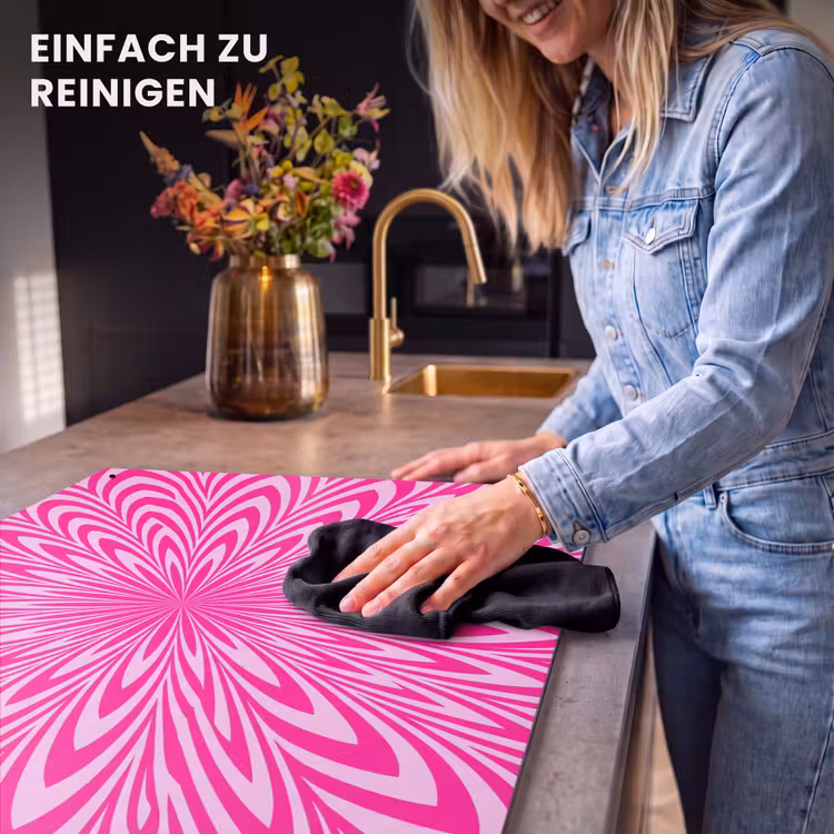 2-in-1 Herdabdeckplatte & Spritzschutz - Muster – Optisch – Rosa — 5