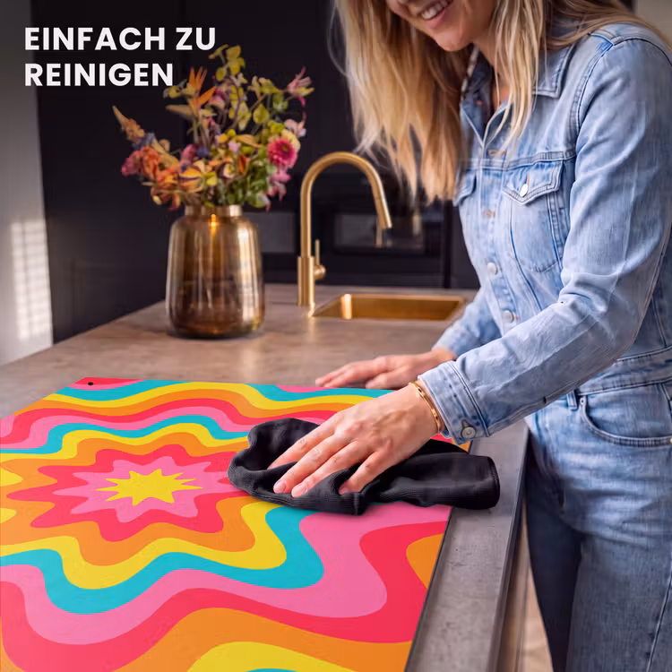 2-in-1 Herdabdeckplatte & Spritzschutz - Muster – Wellenförmig – Bunt — 5