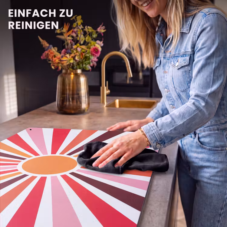 2-in-1 Herdabdeckplatte & Spritzschutz - Sonne – Strahlen – Abstrakt – Farbenfroh — 5