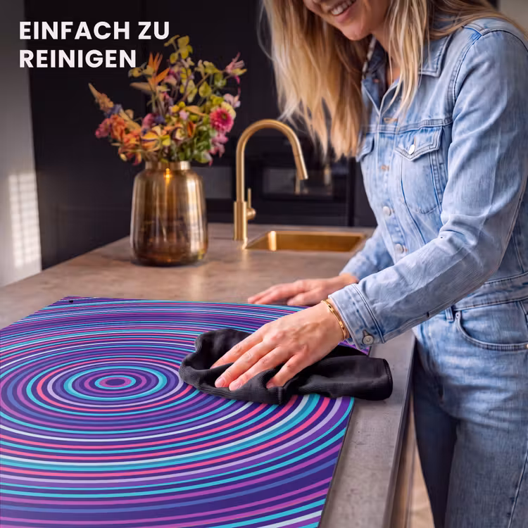 2-in-1 Herdabdeckplatte & Spritzschutz - Zusammenfassung – Kreise – Farbenfroh — 5