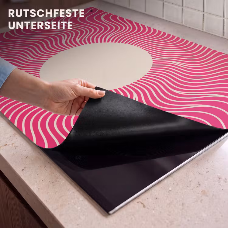 2-in-1 Herdabdeckplatte & Spritzschutz - Zusammenfassung – Muster – Rosa — 4