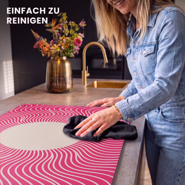 2-in-1 Herdabdeckplatte & Spritzschutz - Zusammenfassung – Muster – Rosa — 5