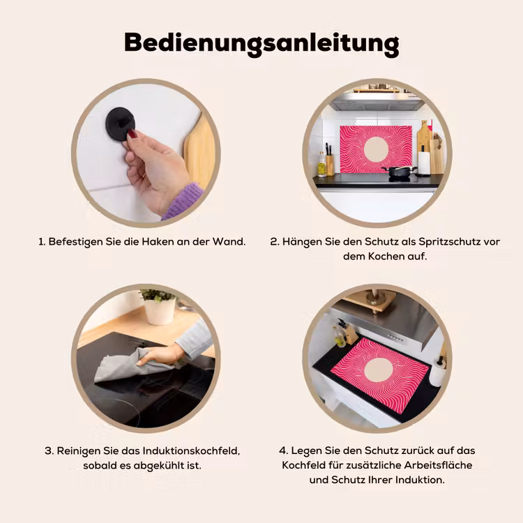 2-in-1 Herdabdeckplatte & Spritzschutz - Zusammenfassung – Muster – Rosa — 6
