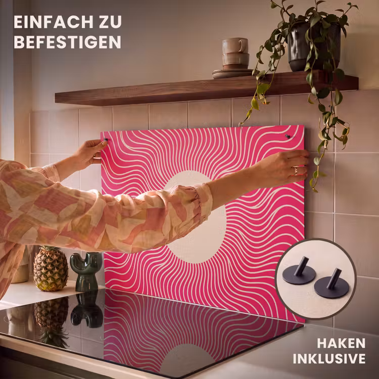 2-in-1 Herdabdeckplatte & Spritzschutz - Zusammenfassung – Muster – Rosa — 7