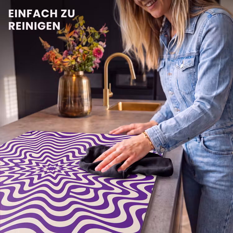 2-in-1 Herdabdeckplatte & Spritzschutz - Zusammenfassung – Wellen – Optisch – Modern – Lila — 5