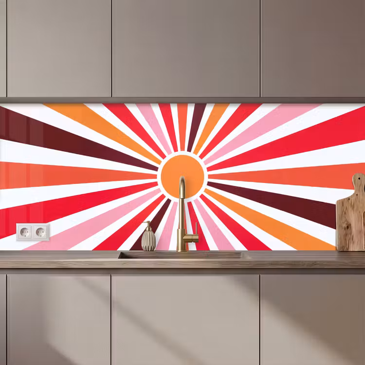 Küchenrückwand - Sonne – Strahlen – Abstrakt – Farbenfroh — 1