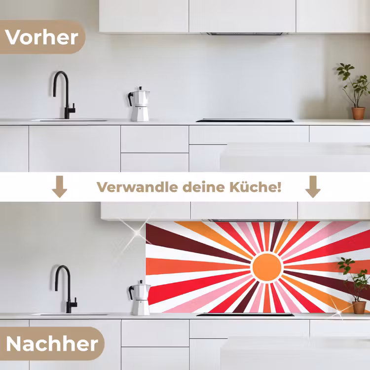 Küchenrückwand - Sonne – Strahlen – Abstrakt – Farbenfroh — 3