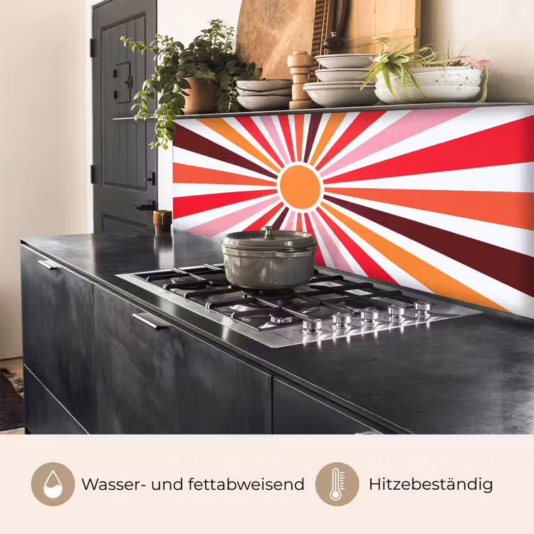 Küchenrückwand - Sonne – Strahlen – Abstrakt – Farbenfroh — 5