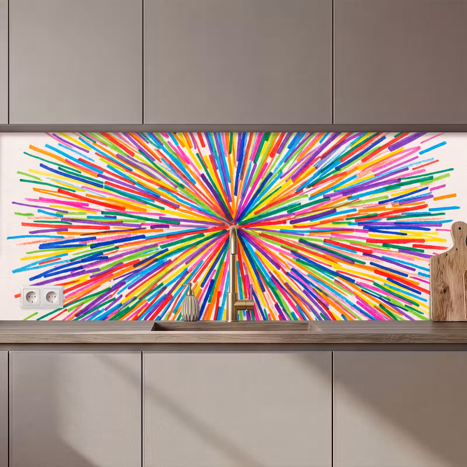 Küchenrückwand - Linien – Bunt – Abstrakt — 1