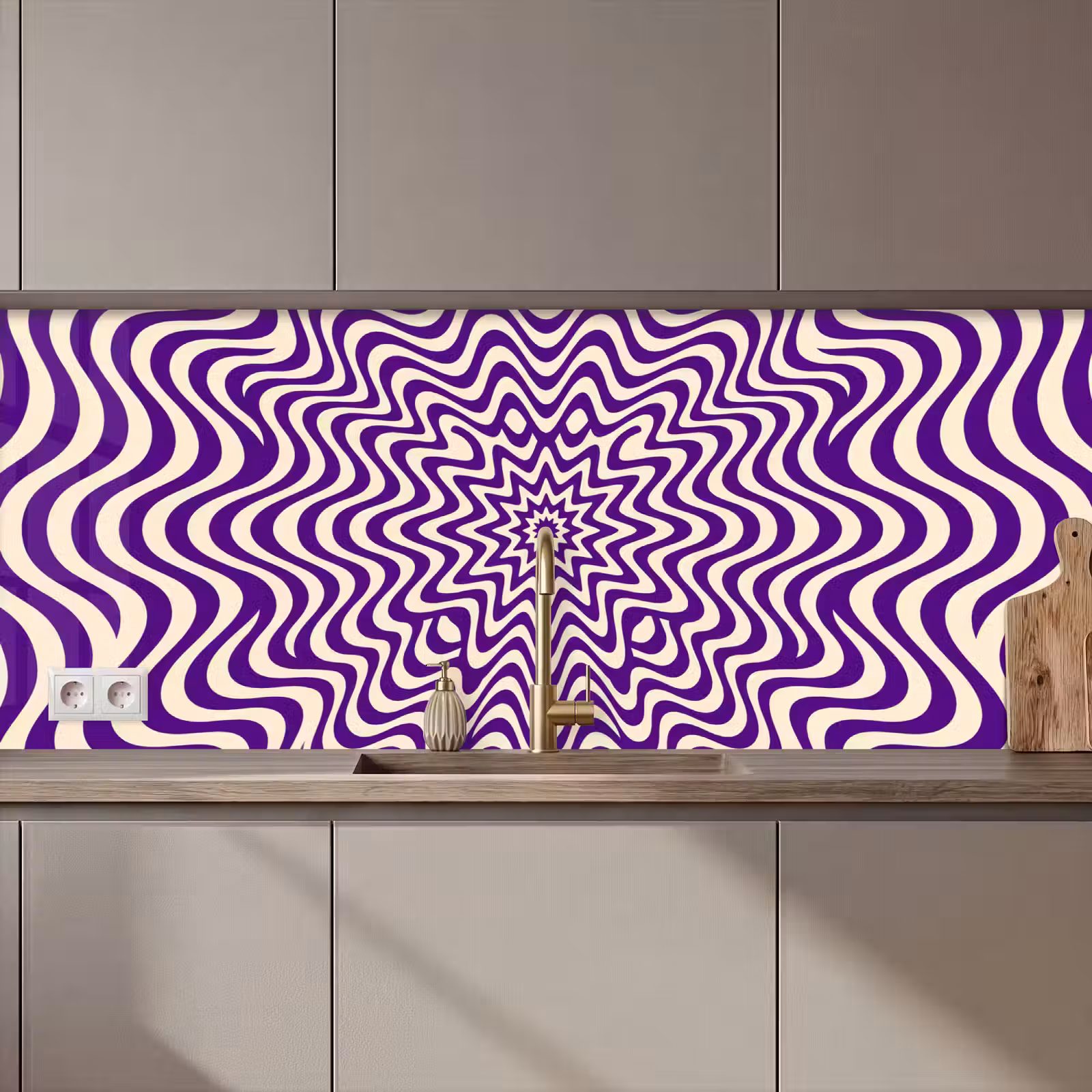 Küchenrückwand - Zusammenfassung – Wellen – Optisch – Modern – Lila — 1
