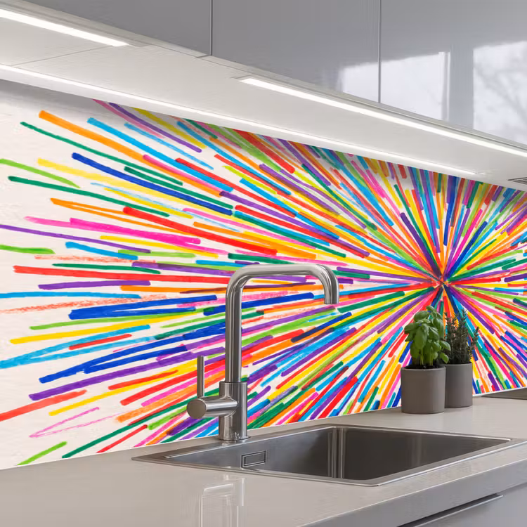 Küchenrückwand - Linien – Bunt – Abstrakt — 2