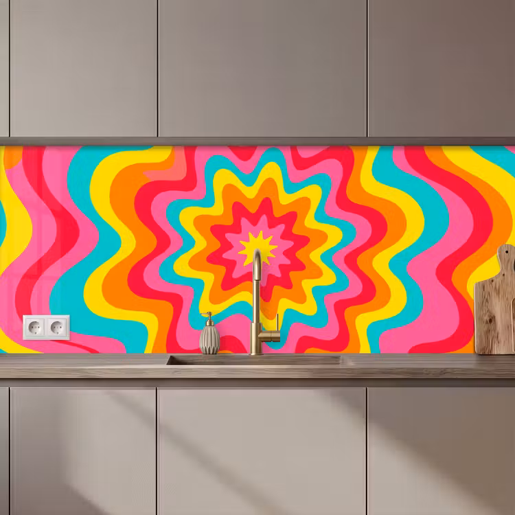 Küchenrückwand - Muster – Wellenförmig – Bunt — 1